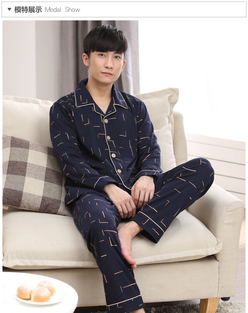 Pyjama pour homme en Coton à manches longues - Ref 3001663 Image 14