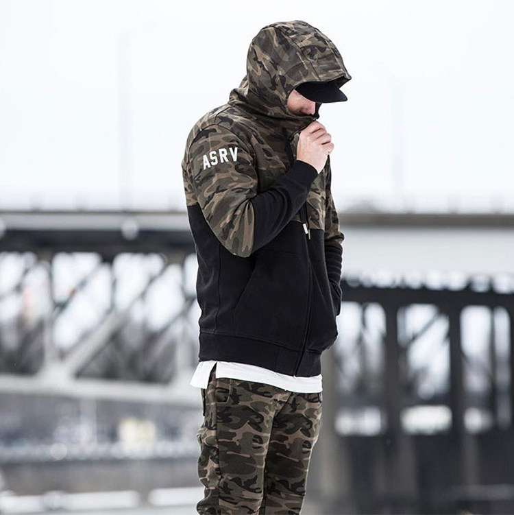 Autumn Sports Sweater Men's coat jacket Camouflage hoodie zipper running training muscle fitness brother tops