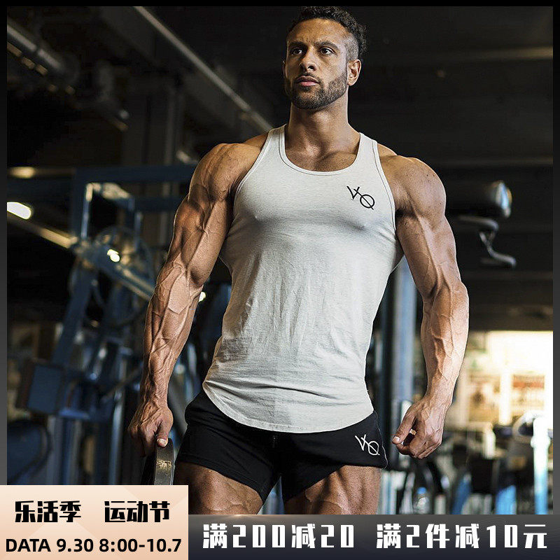 2021 Tide brand muscle captain fitness vest men's tight-fitting elastic quick-drying brother T-shirt training sports top