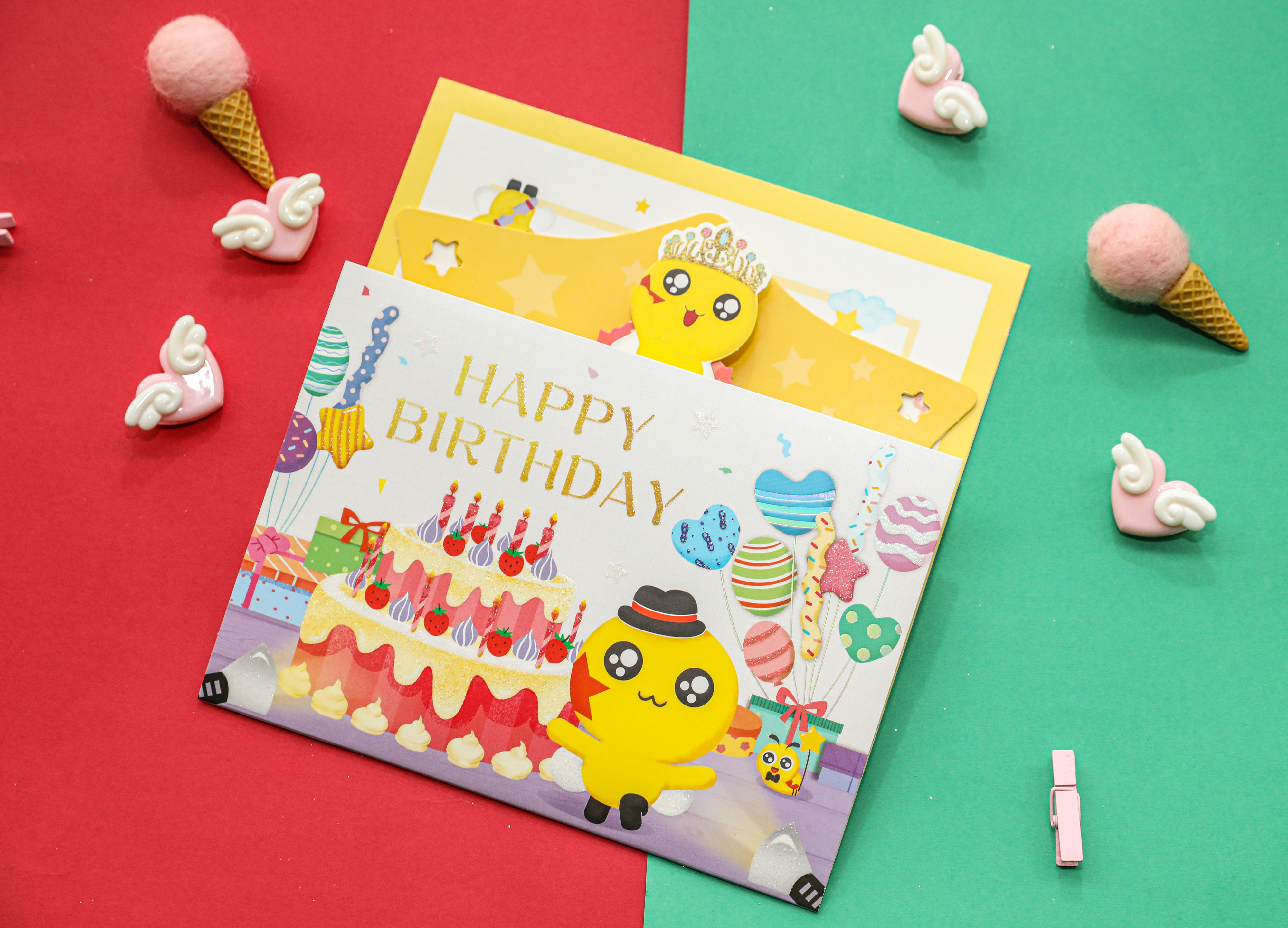 Stars Class Long Stereo Birthday Cards Cute Handwriting Cartoon Qingsheng Holiday Gift Children's Mutual Gift