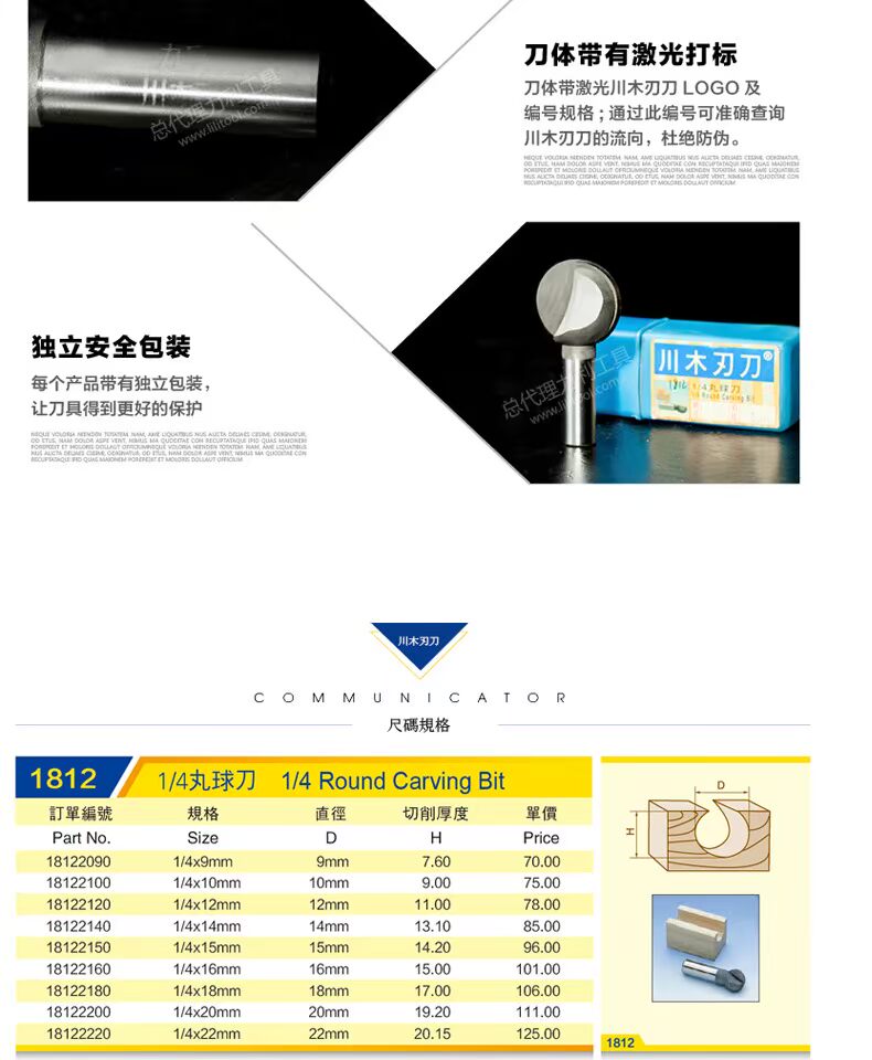 Lưỡi dao Chuanmu Dao dao lớp 1/4 dao bi bóng 1/2 * 1/4 lưỡi dao cắt dao thẳng 1812 lưỡi cưa dây cắt sắt