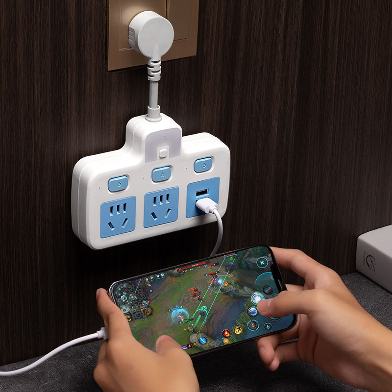 Socket Converter Pure Copper Converter Household plug-in and interlude night lamp USB Independent Switch One Turn Multiple Lightning Protection