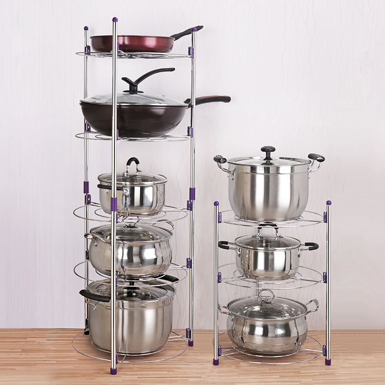 ] STAINLESS STEEL COLOR KITCHEN PAN RACK MULTIFUNCTION KITCHEN SHELVE MULTILAYER STORAGE Shelf