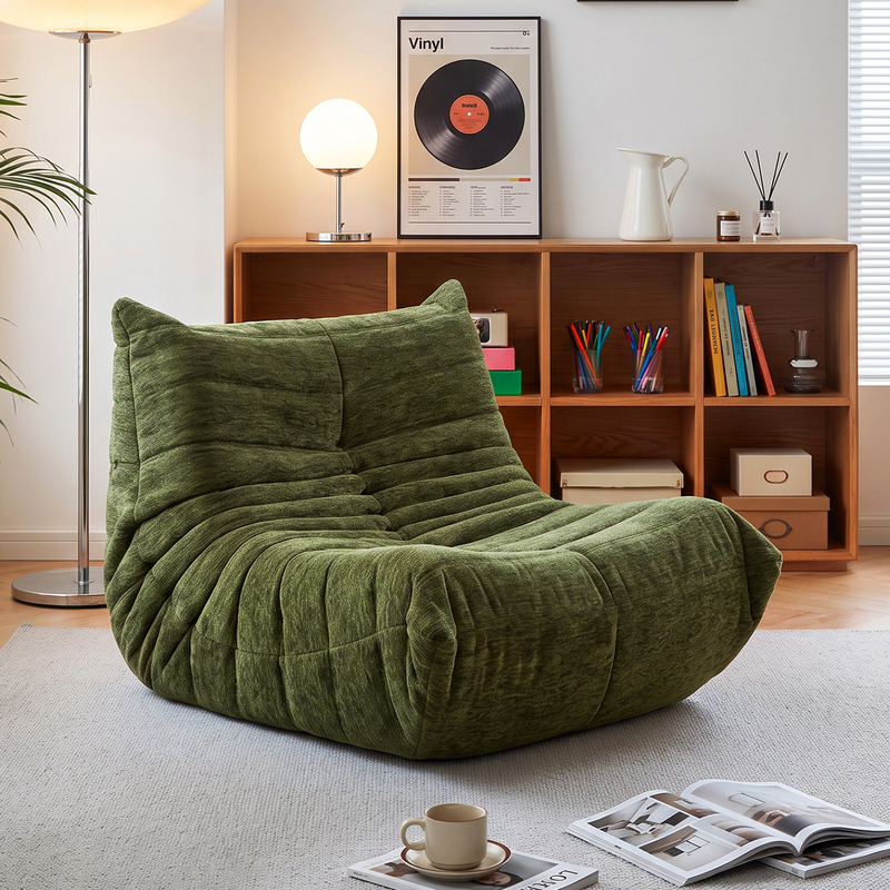 Chenille Plush Caterpillar Sofa Togo Original Living Room Lazy Recliner Cream Leisure Balcony Single Chair