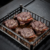 Boutique purple sand three-legged golden toad lucky tea pet handmade household tea table accessories small tea tray tea play ornaments