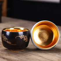 Jianzhan tea cup creative gilt hand-painted tea cup retro household large-capacity personal cup ceramic single master cup