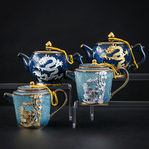 Ceramic kiln Kung fu tea pot two cup set tea ceramic tea cans creative embedding festival gift gift