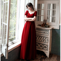 Toast Bride Wine Red 2021 New Long Wedding Evening Dress Usually Can Wear Modern Thin Women