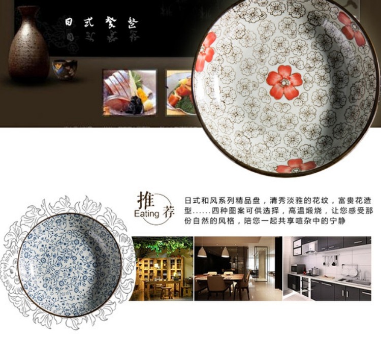 Nhật Bản và Hàn Quốc gốm vẽ tay 8 inch và gió sáng tạo màu men dao kéo đặt đĩa cơm tấm cơm tấm - Đồ ăn tối đĩa tròn
