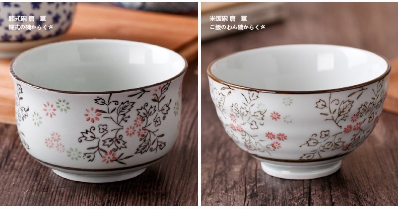 Phong cách Nhật Bản và bát cơm bằng gốm sáng tạo vẽ tay hộ gia đình ăn bát men màu bộ đồ ăn bát nhỏ bát súp Hàn Quốc dĩa trắng