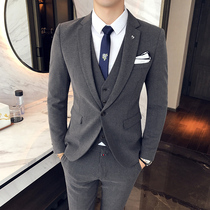 Western-style suit mens Four Seasons casual wedding bridegroom Western-style clothes handsome gowns gown English Lent Three sets
