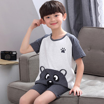 Summer youth pajamas male junior high school students thin short-sleeved cotton big boys summer fat boy home clothes
