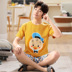 Teen pajama chàng trai mùa hè ngắn tay áo phim hoạt hình trong cậu bé lớn mỏng bông junior học sinh trung học người đàn ông quần áo về nhà. 