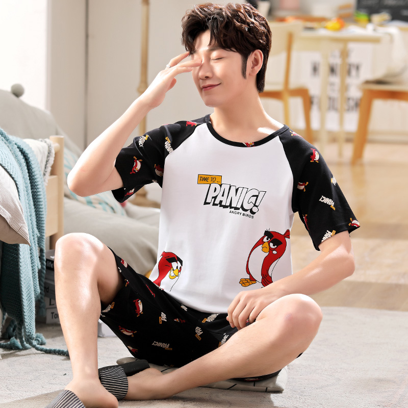 Teen pajama chàng trai mùa hè ngắn tay áo phim hoạt hình trong cậu bé lớn mỏng bông junior học sinh trung học người đàn ông quần áo về nhà.