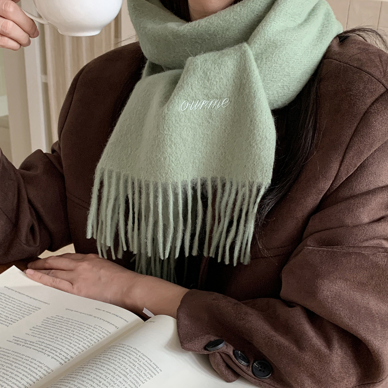 Atmospheric Sage Green 100% Pure Wool Scarf for Women, Winter High-End Tassel Warm Short Neck Warmer for Men Atmospheric Sage Green 100% Pure Wool Scarf for Women, Winter High-End Tassel Warm Short Neck Warmer for Men