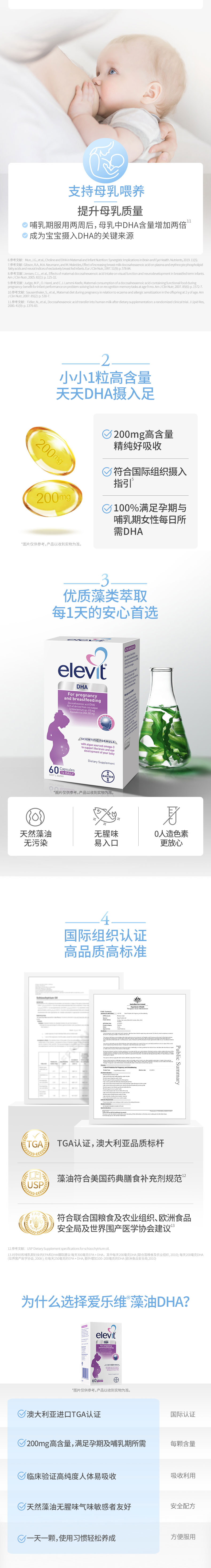 拜耳旗下 爱乐维 藻油DHA软胶囊 60粒 孕妇专用 图3