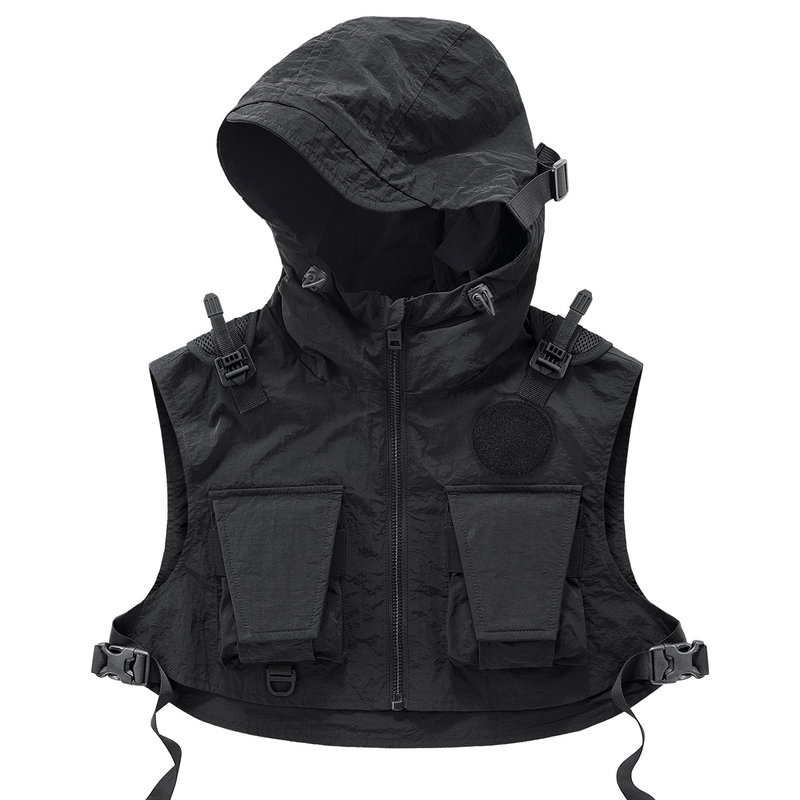 Vip Functional Vest for Men and Women with Multiple Pockets, Hooded Waistcoat, Couple's Short Half-Length Tactical Cycling Sports Vest