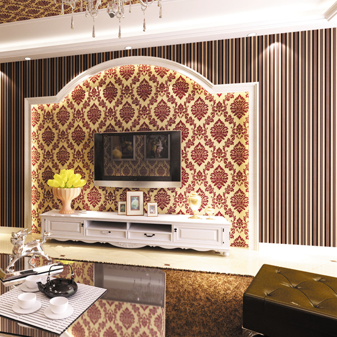 Tブラック不織布高級ベルベット植毛壁紙吸音リビングルーム雰囲気ヨーロッパスタイルtv背景壁紙 Usd 13 77 Janpantobuy Com