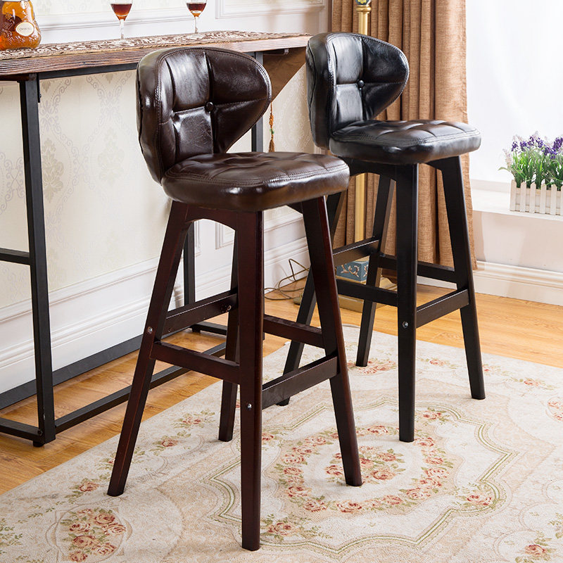 Solid wood bar chair household modern simple high chair European bar chair high chair high bench front bar backstool
