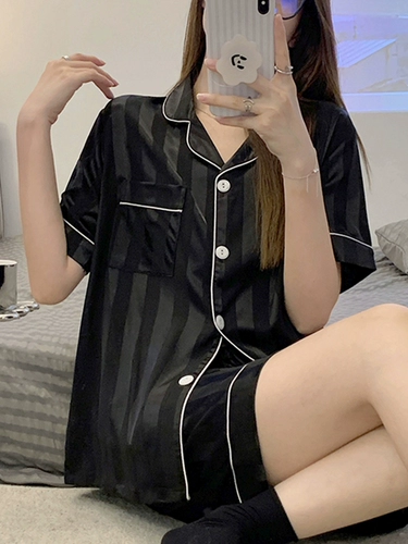 Шелковая летняя пижама, летний тонкий комплект, свободный крой, короткий рукав, 2025 года