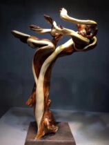 Taihang cliff cypress with the type of root carving ornaments pen hanging aging material tiger skin pattern two-color material rotating wood carving works of art