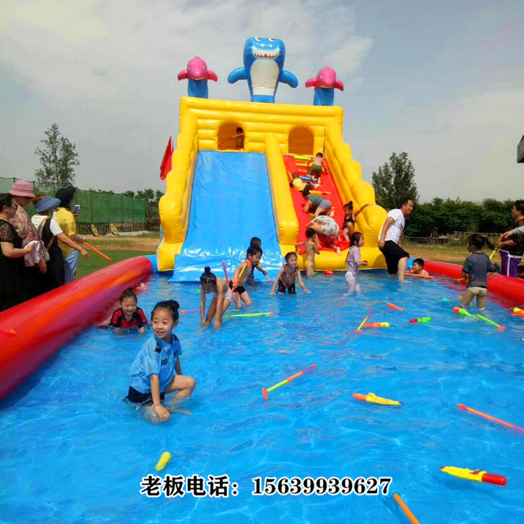 Park Square temple Mini Water Park Water Park Sprint Inflatable Swimming Pool Water Slide on water Floating Things Battery Boat