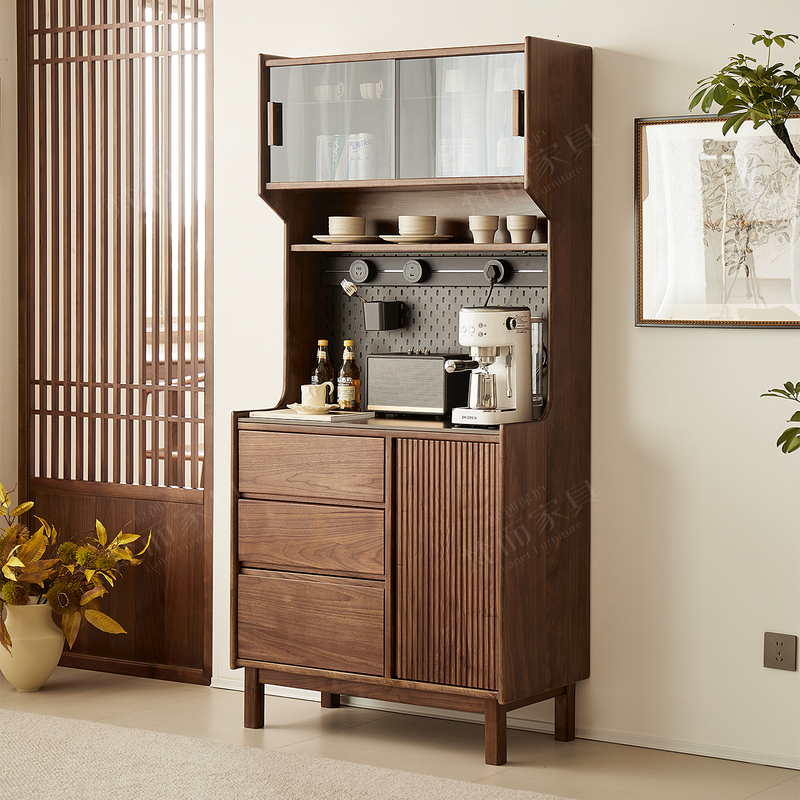 North American Black Walnut Sideboard Against the Wall Integrated Storage Cabinet Living Room Solid Wood Storage Cabinet Home Cabinet Storage Cabinet