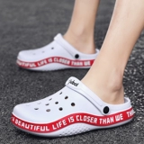 Мужские трендовые тапочки в стиле Crocs, пляжные домашние нескользящие летние босоножки, подходят для носки на улице, закрытый носок