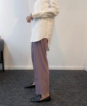 QINGLING Smoke Purple Simple and Little Length Straight Ankle High Waist Straight Cartridge Nine Softs Woman