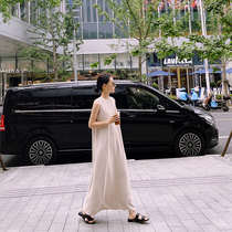 QINGLING Summer Summer Summer Very Little Refresh Lightly High Two-color Ultra-long Needle Roundless Dress Female