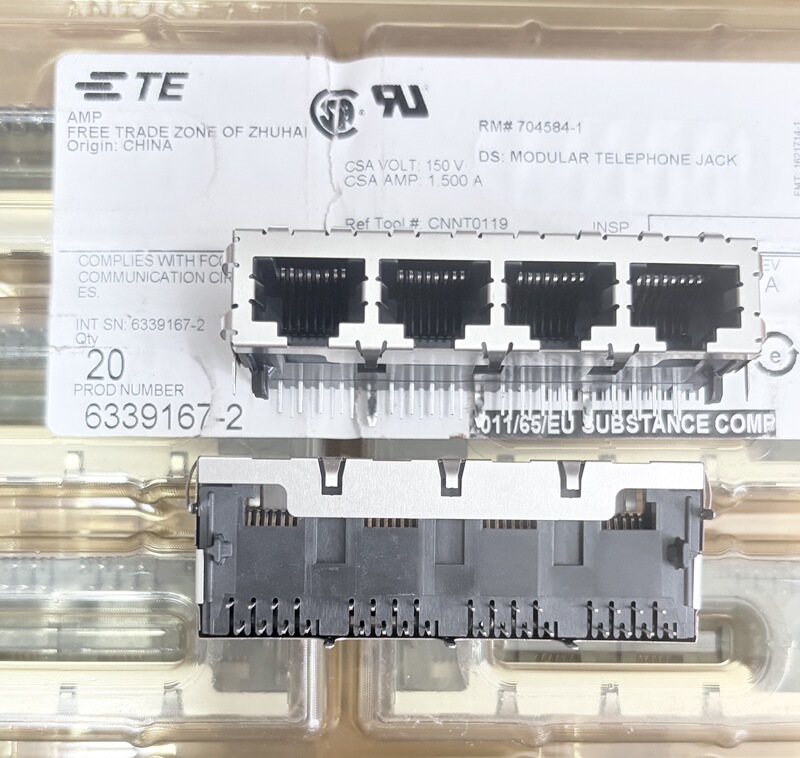 Te/Amp Original 6339167-2Rj45 Socket 1 X4 Ethernet Interface Connector Genuine in Stock