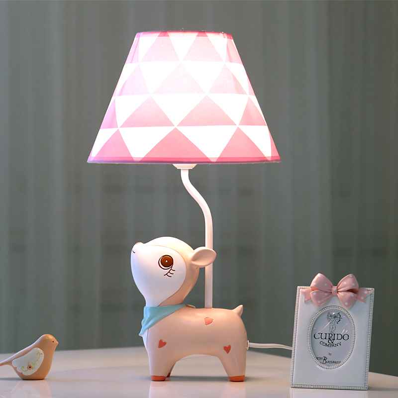 Deer smart desk lamp Bedroom bedside lamp Dimmable LED remote control eye protection desk Sleep children's room ins girl