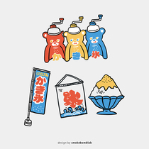 smokebomb creative childrens tattoo stickers Showa bear shaved ice machine summer cold drink childhood retro combination