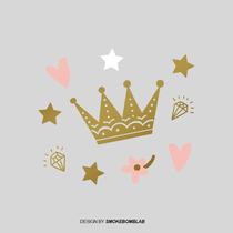 smokebomblab child safety sparkling gold special love crown girl tattoo stickers
