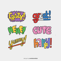 smokebomblab childrens tattoo stickers text series daily spoken English pop art combination
