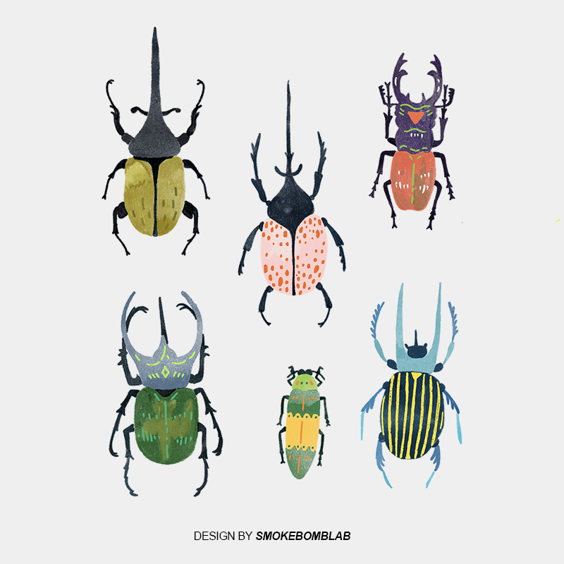 Smokebomblab Cute Boy Beetle Unicorn Fairy Beetle Ladybug Waterproof Childlike Tattoo Stickers
