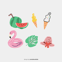 smokebomblab tattoo stickers for kids summer watermelon flamingo combination ice cream illustration
