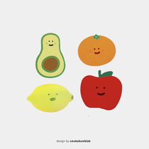 smokebomblab kids fruit series avocado apple orange lemon combination tattoo sticker