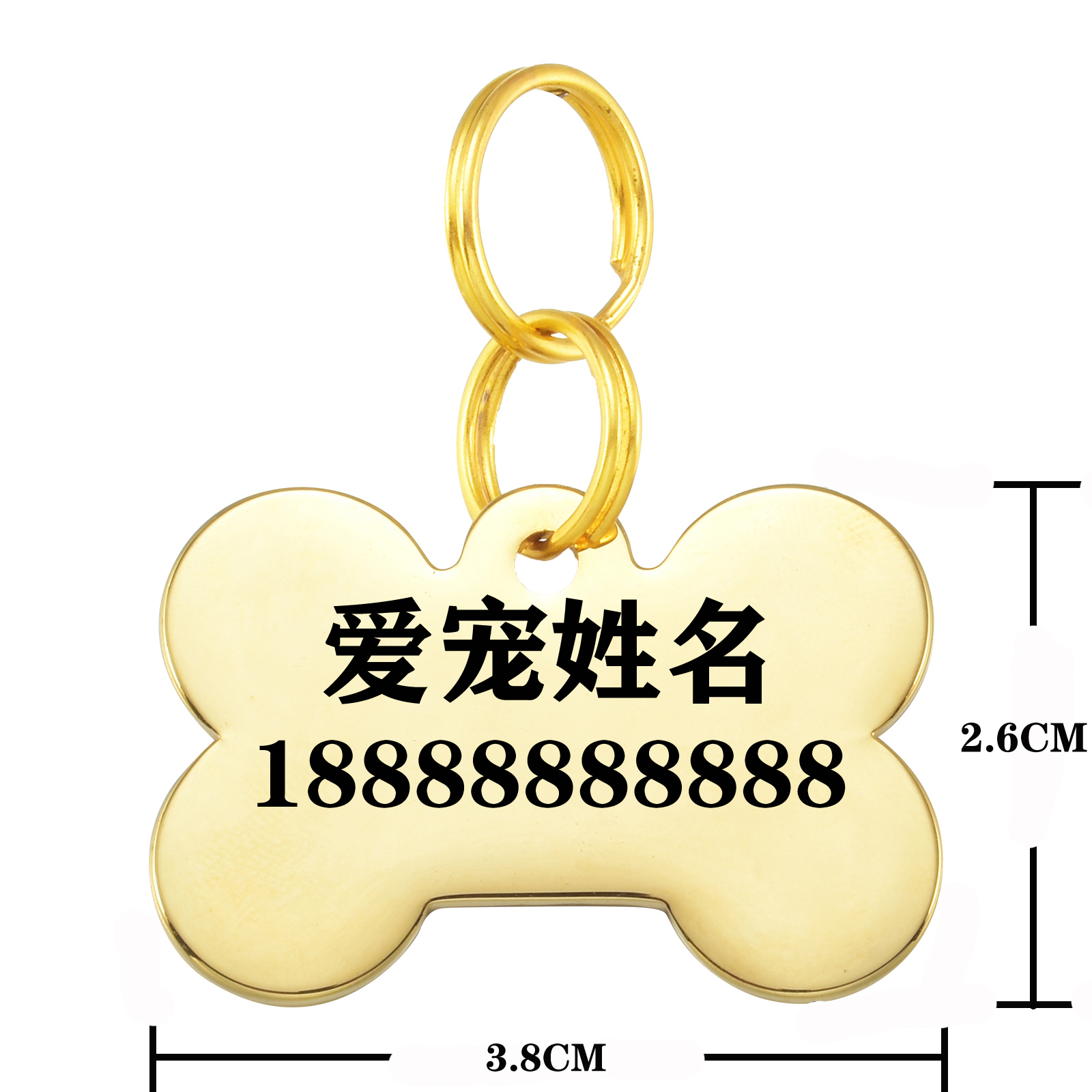 Stainless steel material pet listed anti-loss dog card customized pendant free lettering item ring hangtag
