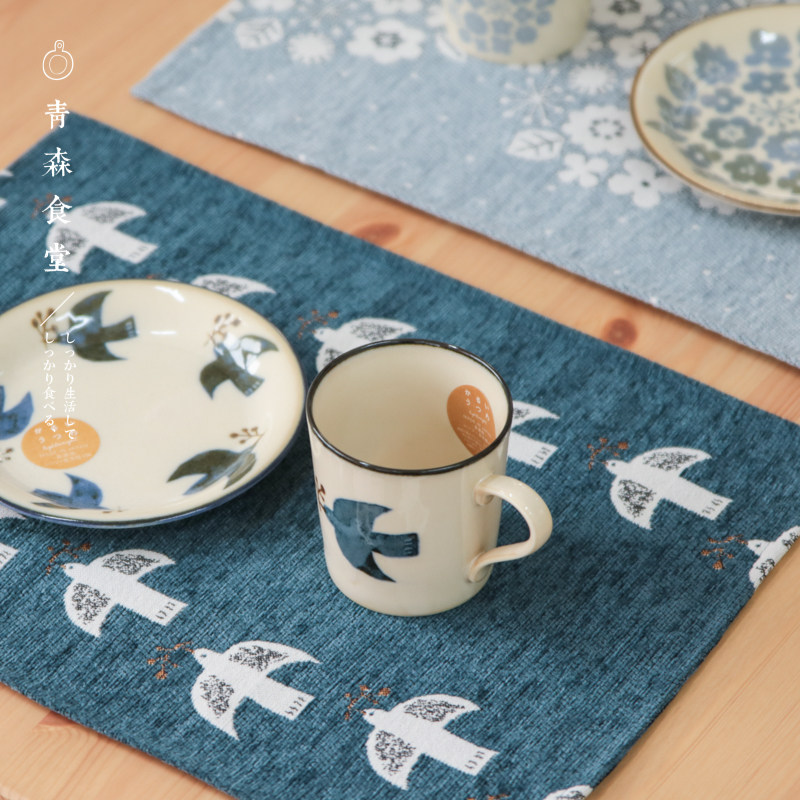 〈Aomori Cafeteria〉 Japanese into Nordic style flowers and gull rectangular thickened placemat carry-on bag