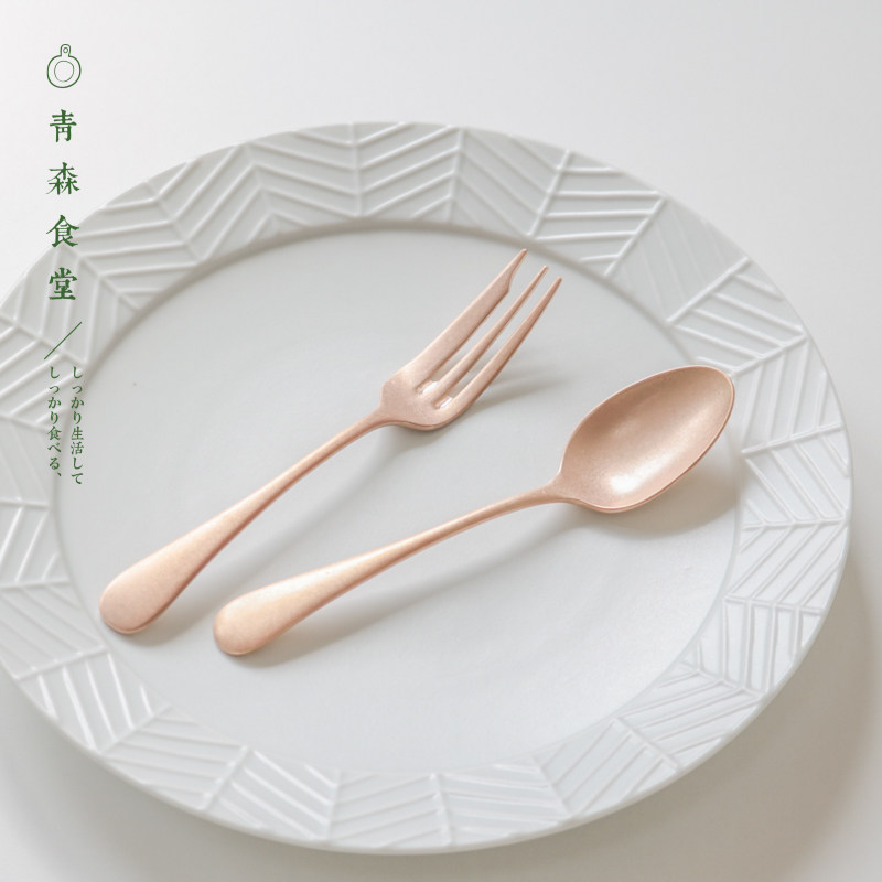 < Qingsen Cafeteria > Japanese system Qingfang 18-8 retro frosted stainless steel sweet cutlery cutlery rose gold dining spoon fork