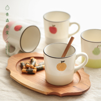 < Qingsen Cafeteria > Japan Chaujing Zee Grapefruit Strawberry Apple Pears Collage of Ceramic Coffee Milk Mark Cup