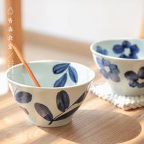 < Qingsen Cafeteria > Japanese BZJS and Wind Blue Dyeing Flowers with Bamboo Ceramic Large Number Well Bowls Noodles Bowl