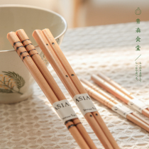 < Qingsen Canteen > Japan System Meister Hand Solid Wood Line Round Dot Decorate Children Adult Wood Chopsticks