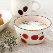 特价 Aomori Canteen 特价 Special offer-Japan zakka hand-painted cherry mug Ceramic water cup Rice bowl oval plate