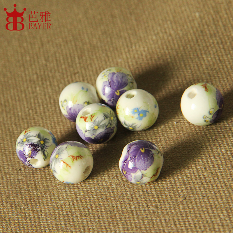 Q ba jas 8 color ceramic round pearl powder bead spacer beads checking beaded bracelet accessories DIY material