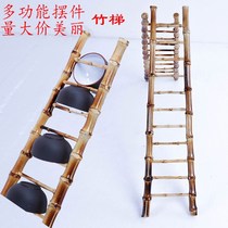 Craft small bamboo ladder bamboo root cup holder bamboo whip ladder tea set bamboo products creative ladder decorations ornaments height