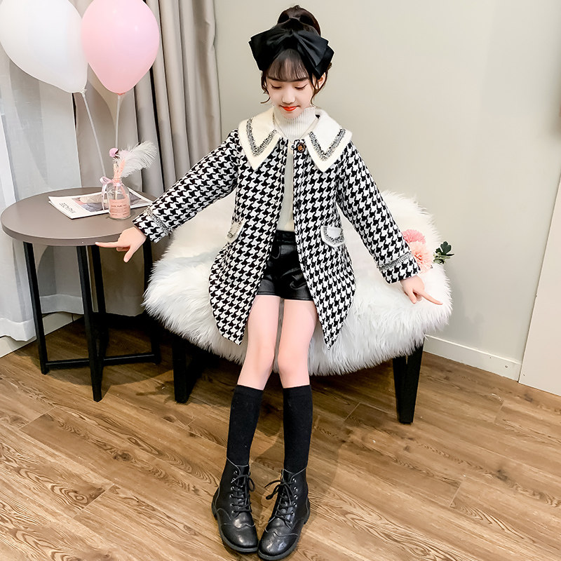 Girls' woolen coat spring and autumn 2022 new net red big children's clothing girls autumn and winter clothing children's thick woolen tops