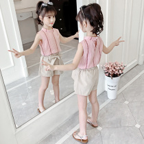 Girls summer clothes tennis red suit 2022 new children foreign air clothes trendy shorts little girl summer two sets