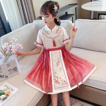 Hanfu Dress Dress Summer Dress 2022 New Children Short Sleeve Super Fairy Skirt Girl Girl Dress Girl Dress Summer